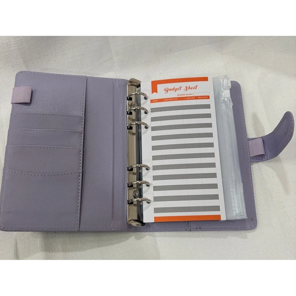Lavender Cash Stuffing Budget Envelope System Binder with Stickers A6 6-Ring